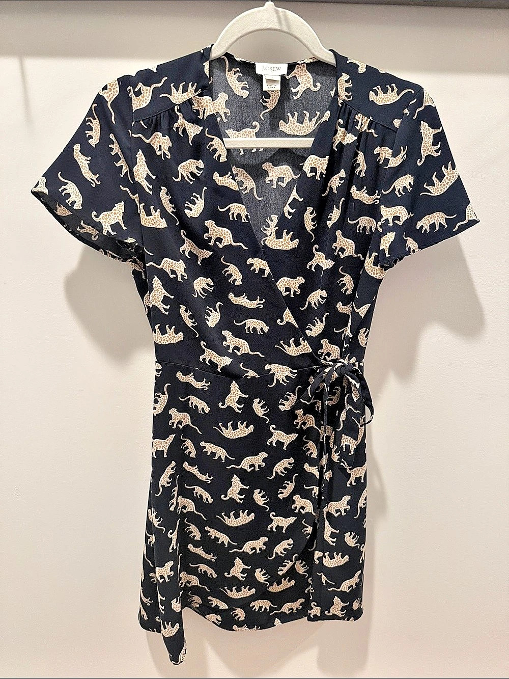 J.Crew Animal Print Wrap Mini Dress Size Small Like New